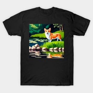 Corgi by the Pond T-Shirt